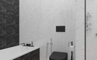 Вариант дизайна ванной комнаты в ЖК «Высший пилотаж 3» от РемСтройПрестиж. Вид 7
